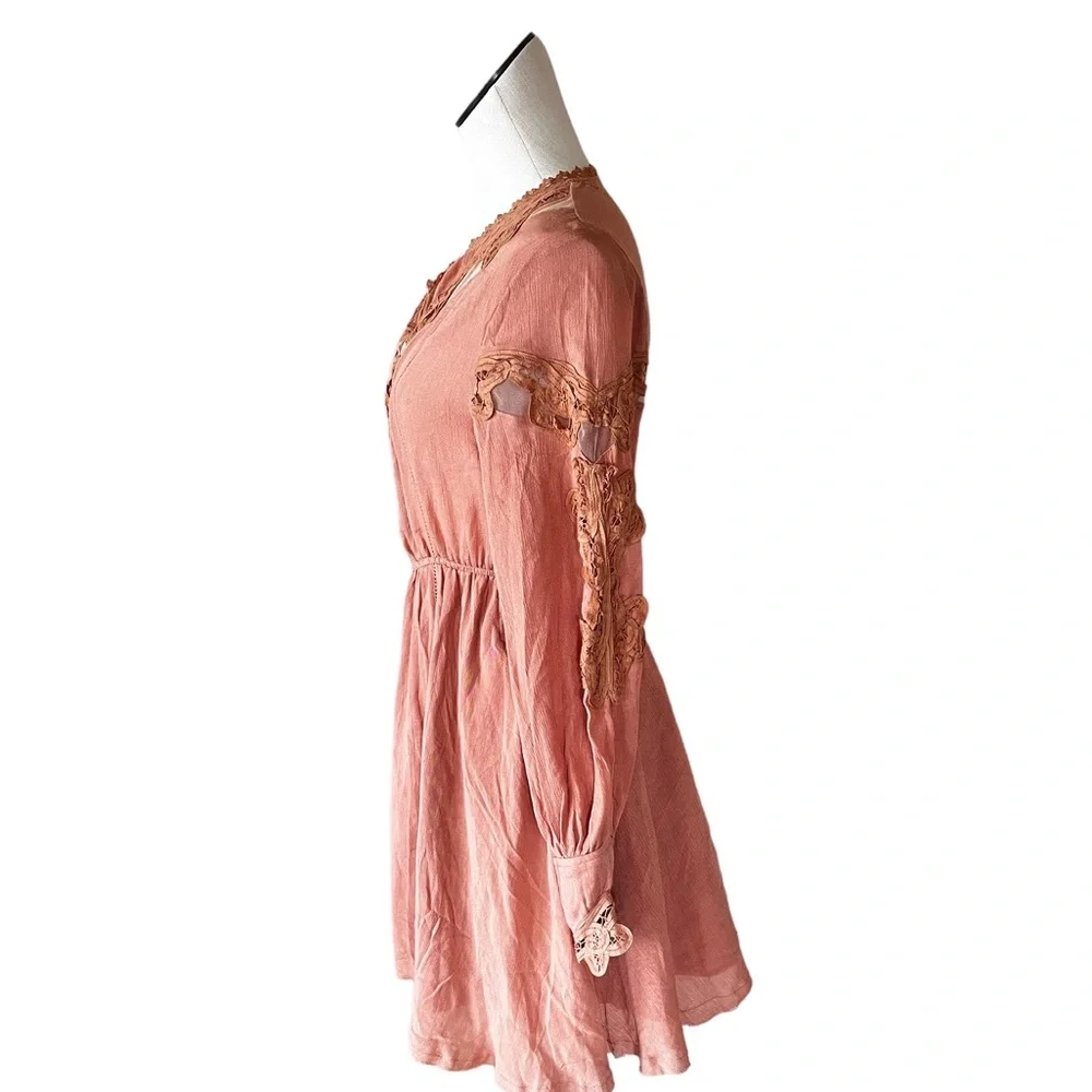 NWOT Free People X FP One Paige Peach Mini Dress Sand/Sable